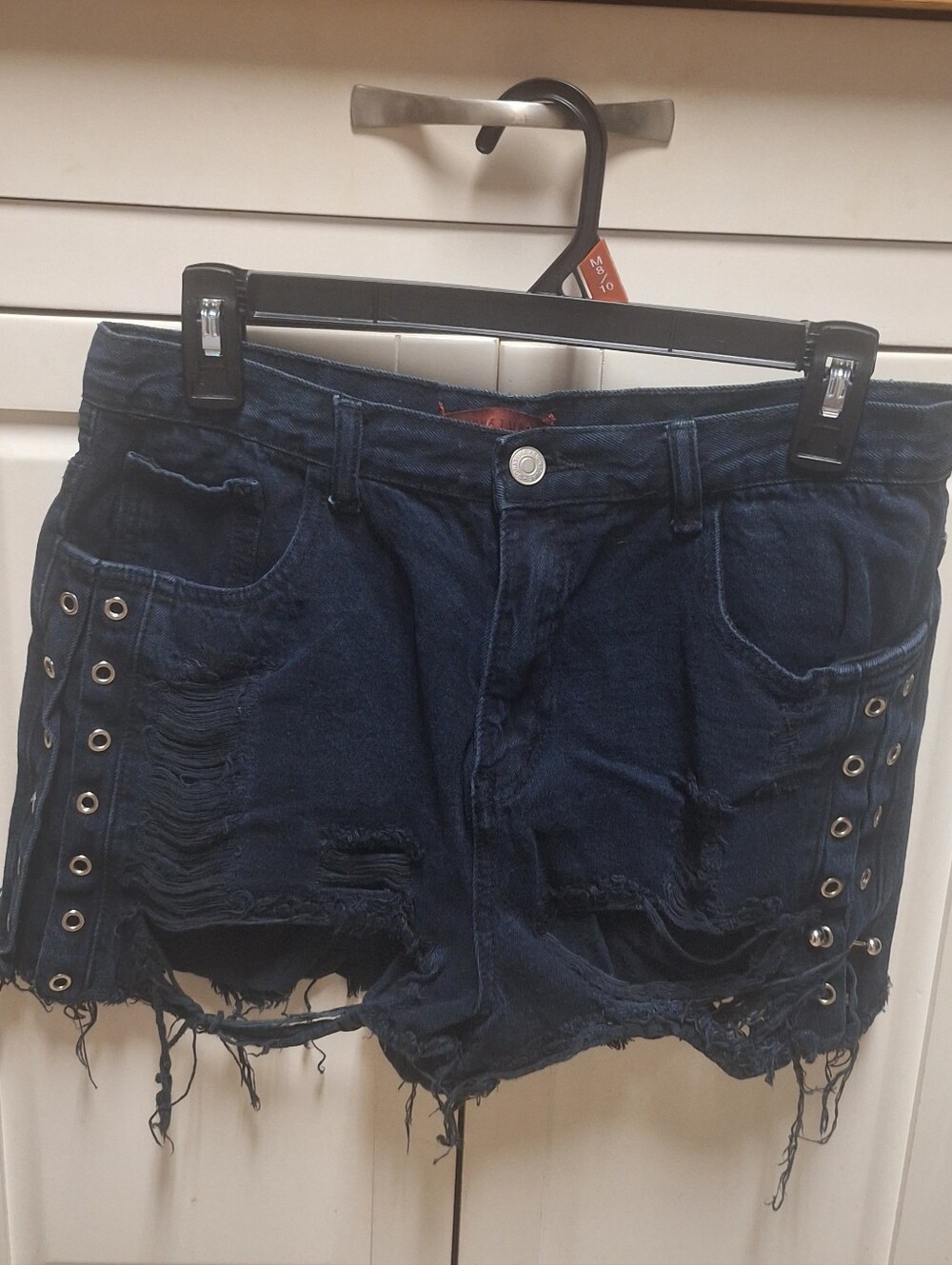 Black Distressed Denim Shorts for Women